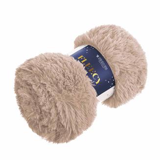 Koc narzuta na łóżko FLEECY 200x220 włochacz o strukturze futra migdałowy