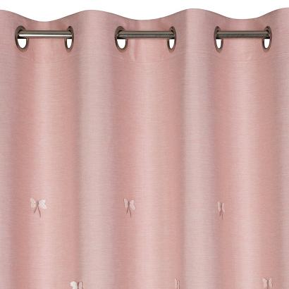 Zasłona gotowa na przelotkach WENDY 140x250 Eurofirany dziecięca różowa trójwymiarowe kokardki