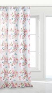 Firana gotowa na taśmie CANARIA 140x250 biała kolorowe kwiaty