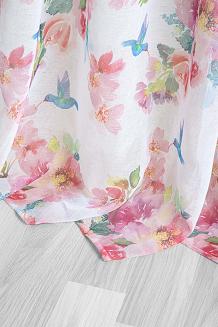 Firana gotowa na taśmie CANARIA 140x250 biała kolorowe kwiaty