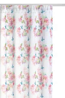 Firana gotowa na taśmie CANARIA 140x250 biała kolorowe kwiaty