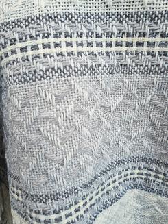 Komplet dekoracyjny narzuta 170x205 + 2x 60x170 jasnoszara kremowa krata