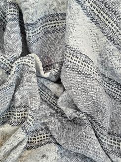 Komplet dekoracyjny narzuta 170x205 + 2x 60x170 jasnoszara kremowa krata