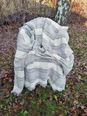 Komplet dekoracyjny narzuta 170x205 + 2x 60x170 jasnoszara kremowa krata