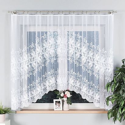 Firanka żakardowa gotowa na żabki JOANNA 300x160 biała