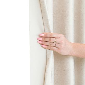 Zasłona gotowa na przelotkach ELEONORA 140x250 jasnokremowa ze złotym nadrukiem