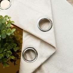 Zasłona gotowa na przelotkach ELEONORA 140x250 jasnokremowa ze złotym nadrukiem