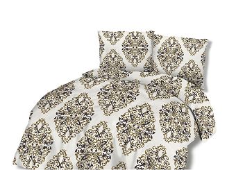 Pościel bawełniana 160x200 COTTONLOVE biała złote ornamenty glamour