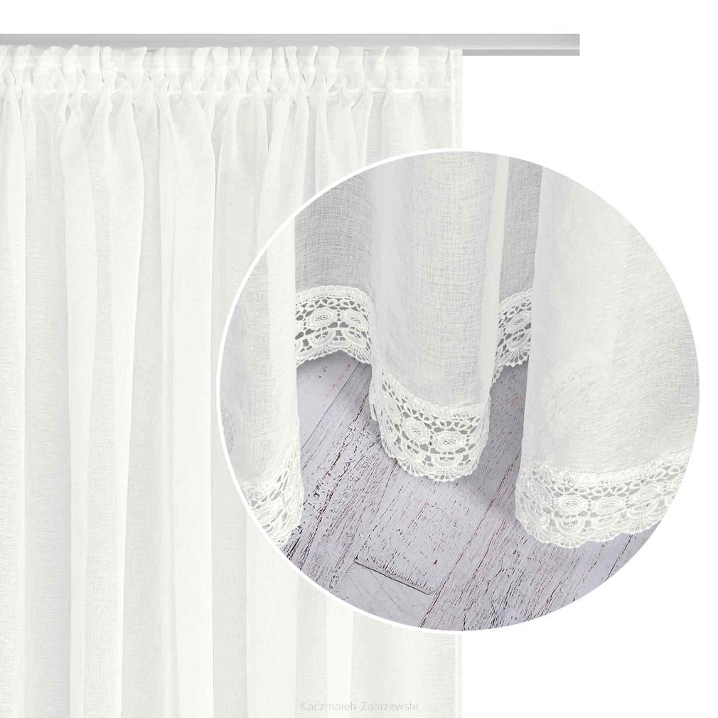 Firana gotowa na taśmie CELIA 300x270 biała z koronką