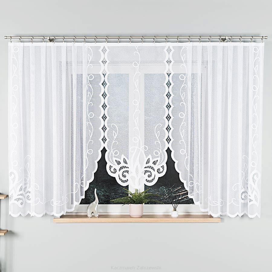 Firanka żakardowa gotowa na żabki EWELINA 400x160 biała
