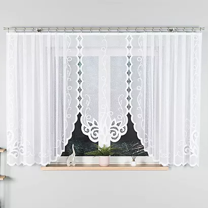 Firanka żakardowa gotowa na żabki EWELINA 400x160 biała