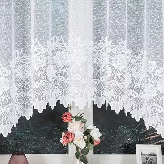 Firanka żakardowa gotowa na żabki DEMETRIA 300x160 biała