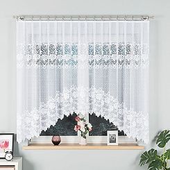 Firanka żakardowa gotowa na żabki DEMETRIA 300x160 biała