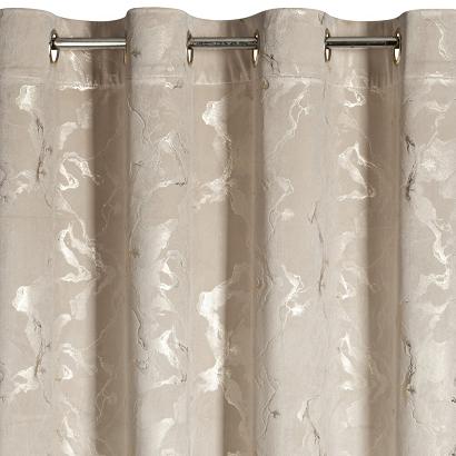 Zasłona gotowa na przelotkach RAJA 140x250 Eurofirany beżowa szampański błyszczący marmurek