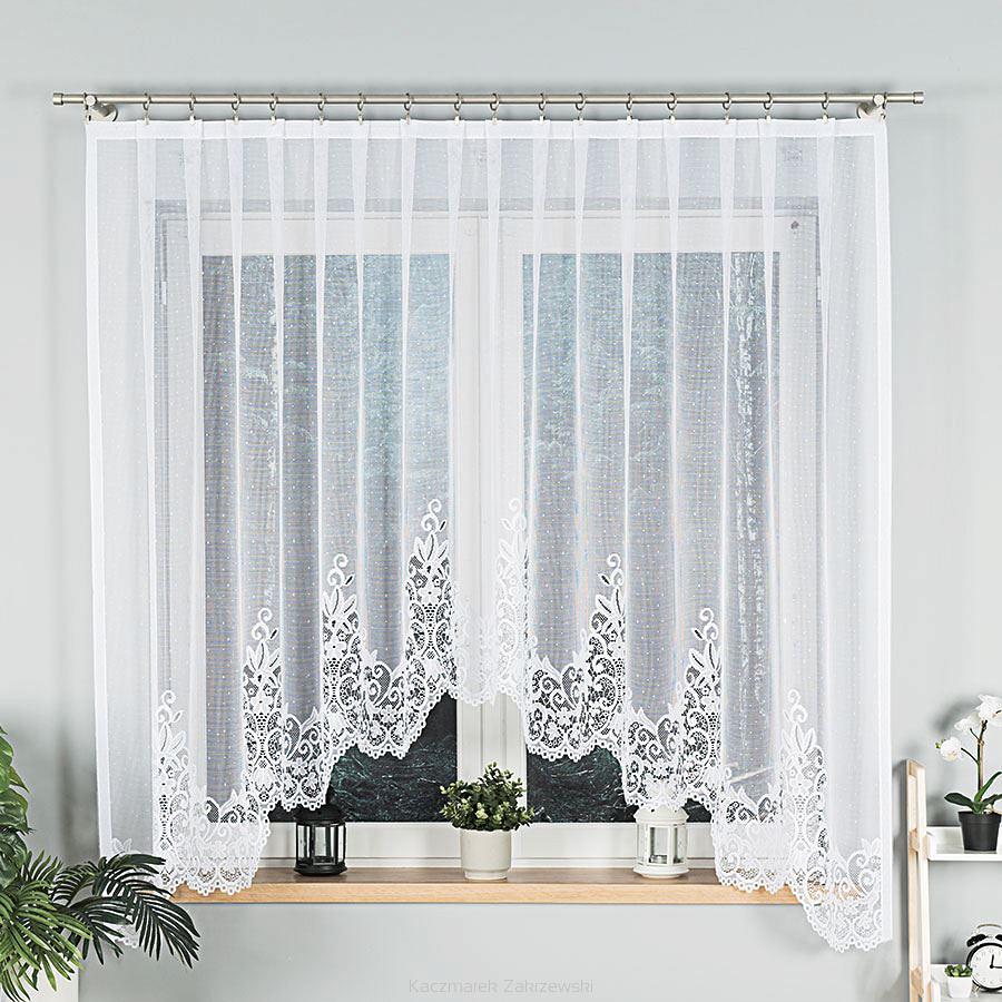 Firanka żakardowa gotowa na żabki BERENIKA 300x170 biała