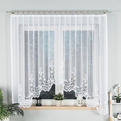 Firanka żakardowa gotowa na żabki BERENIKA 300x170 biała