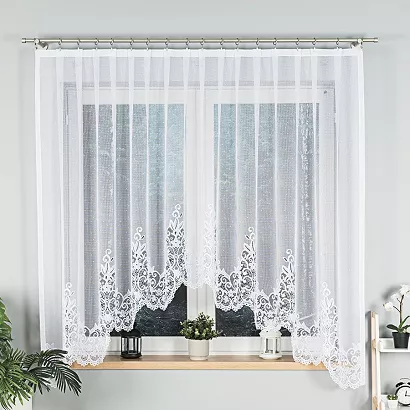 Firanka żakardowa gotowa na żabki BERENIKA 300x170 biała