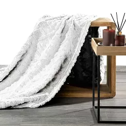 Koc narzuta WARKOCZ 150x200 Design91 biały z ozdobnym warkoczem