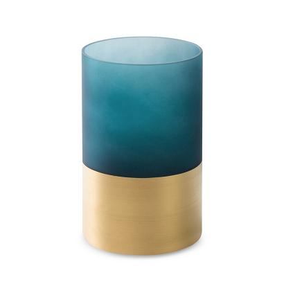 Świecznik dekoracyjny MUSA7 12x20 Eurofirany granatowy złoty w kształcie walca