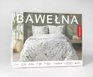 Pościel bawełniana 220x200 Detexpol biała zielona liście ptaki gałązki
