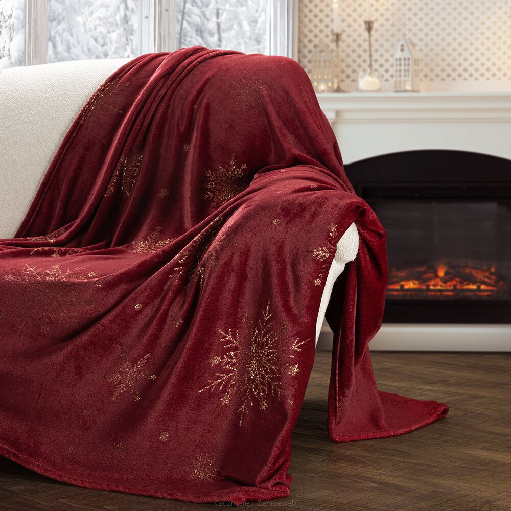 Koc świąteczny KOC27 150x200 Eurofirany bordowy