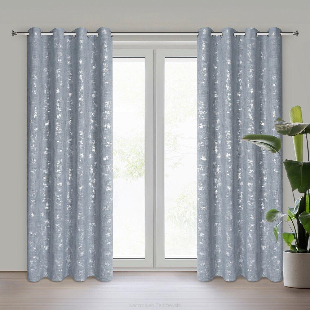 Zasłona gotowa na przelotkach SOLANA 140x250 Eurofirany niebieski