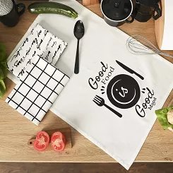 GOOD FOOD GOOD MOOD Komplet 3 ścierek kuchennych, rozmiar 40x60cm S00014/SCI/001/040060/1