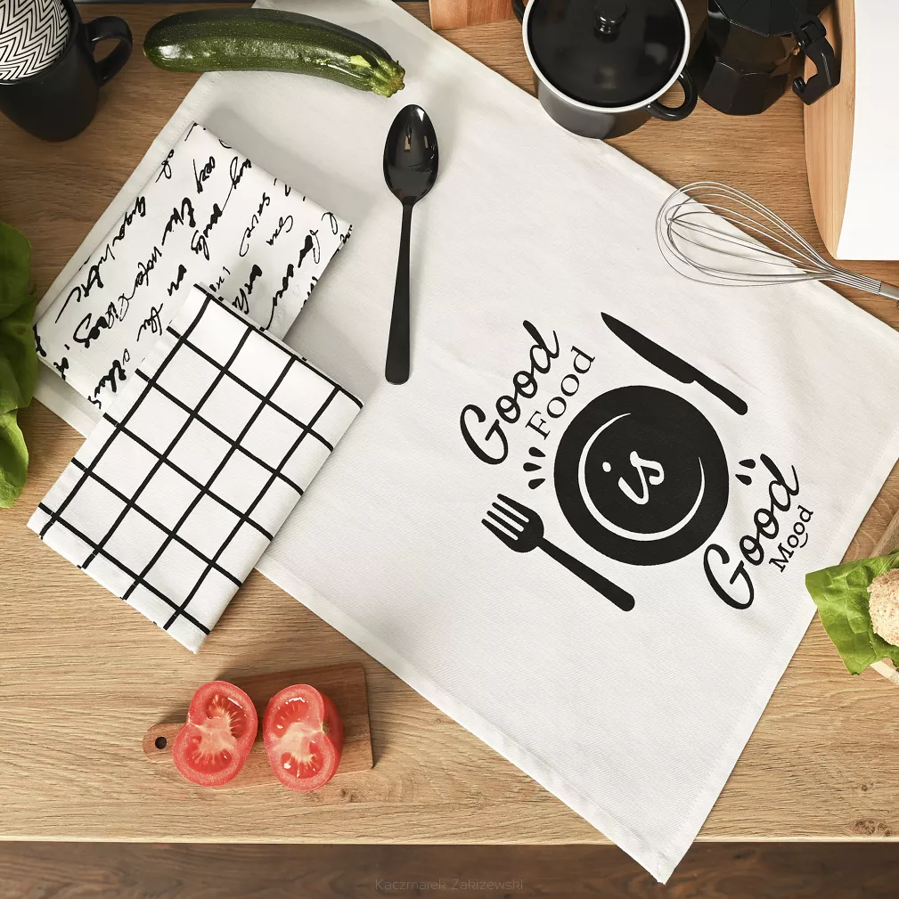 GOOD FOOD GOOD MOOD Komplet 3 ścierek kuchennych, rozmiar 40x60cm S00014/SCI/001/040060/1