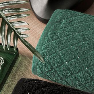 Ręcznik bawełniany OLIWIER 50x90 geometryczny wzór szmaragdowy