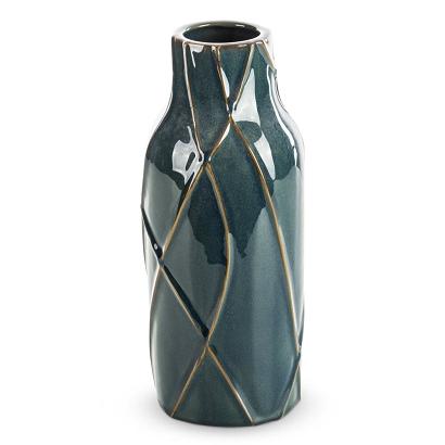 Wazon dekoracyjny TEO 13x30 Eurofirany turkusowy z wypukłym wzorem