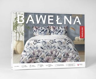 Pościel bawełniana 220x200 Detexpol biała granatowa pudrowa magnolie