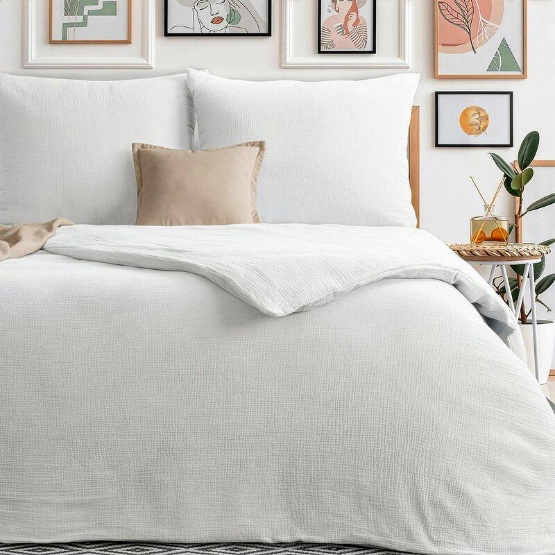 Pościel bawełniana MUSLIN 160x200 Eurofirany biała muślinowa