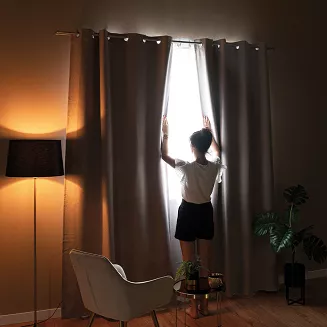 Zasłona gotowa na przelotkach 140x230 SUPER BLACKOUT zaciemniająca beżowa