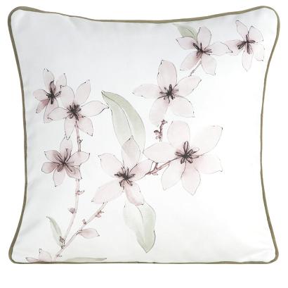 Poszewka dekoracyjna BIANCA 45x45 Eurofirany biała pudrowa dwustronna kwiaty pastelowe pasy