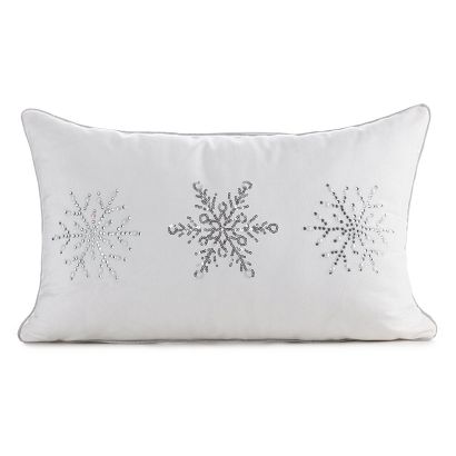 Poszewka dekoracyjna świąteczna 30x50 Eurofirany biała błyszczące gwiazdki