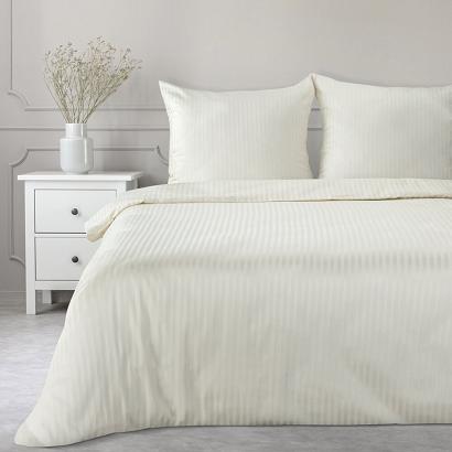 Pościel satynowa VERA 160x200 Eurofirany kremowa w prążki