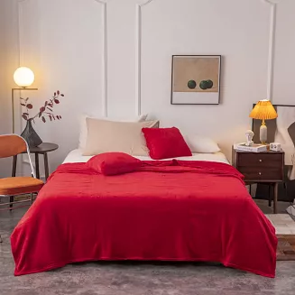 Koc narzuta z mifrofibry na fotel Solo 75x150 czerwona