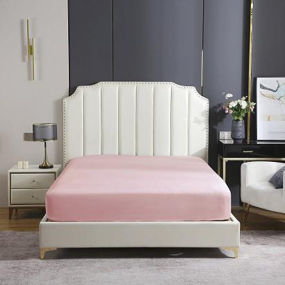 Prześcieradło satyna bawełniana z gumką 90x200 SIN pudrowe