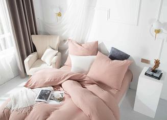 Pudrowa Bawełniana Pościel Muślinowa 140x200