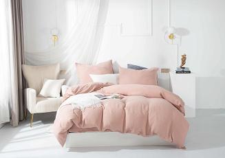 Pudrowa Bawełniana Pościel Muślinowa 140x200