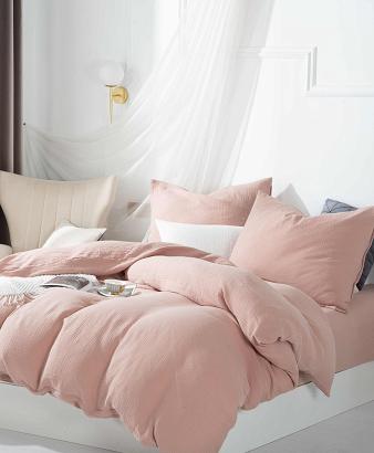 Pościel bawełniana MUŚLINOWA 140x200 pudrowa