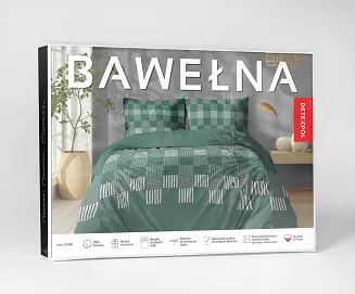 Pościel bawełniana 220x200 Detexpol zielona szachownica