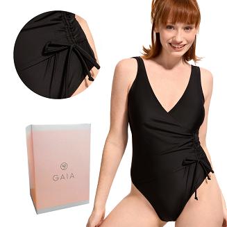 Strój kąpielowy jednoczęściowy z wiązaniem w pasie Luna 042 czarny