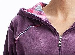 Szlafrok damski kod 289 LUNA welur wrzosowy - dekolt