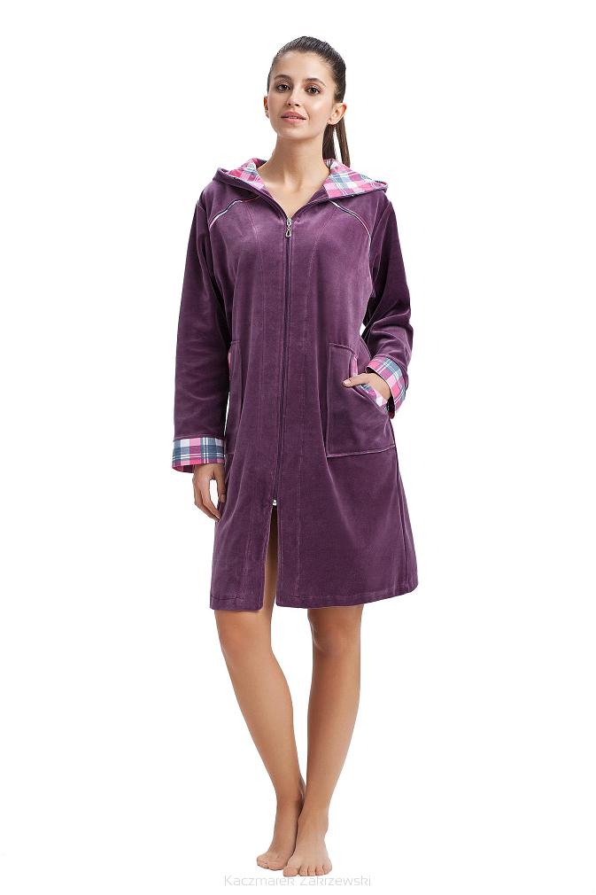 Szlafrok damski kod 289 LUNA welur wrzosowy