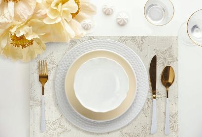 Podkładka świąteczna serwetka WINTER 30x40x4 Eurofirany kremowa w złote gwiazdki