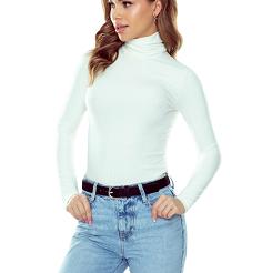 Bluzka damska z długim rękawem i golfem Matylda ecru