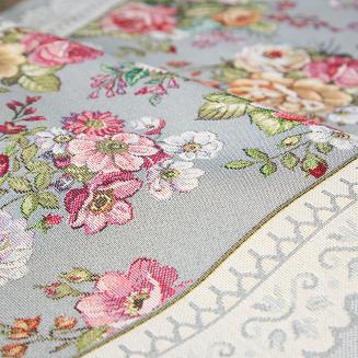 Bieżnik dekoracyjny gobelin 47x140 Eurofirany popielaty w róże