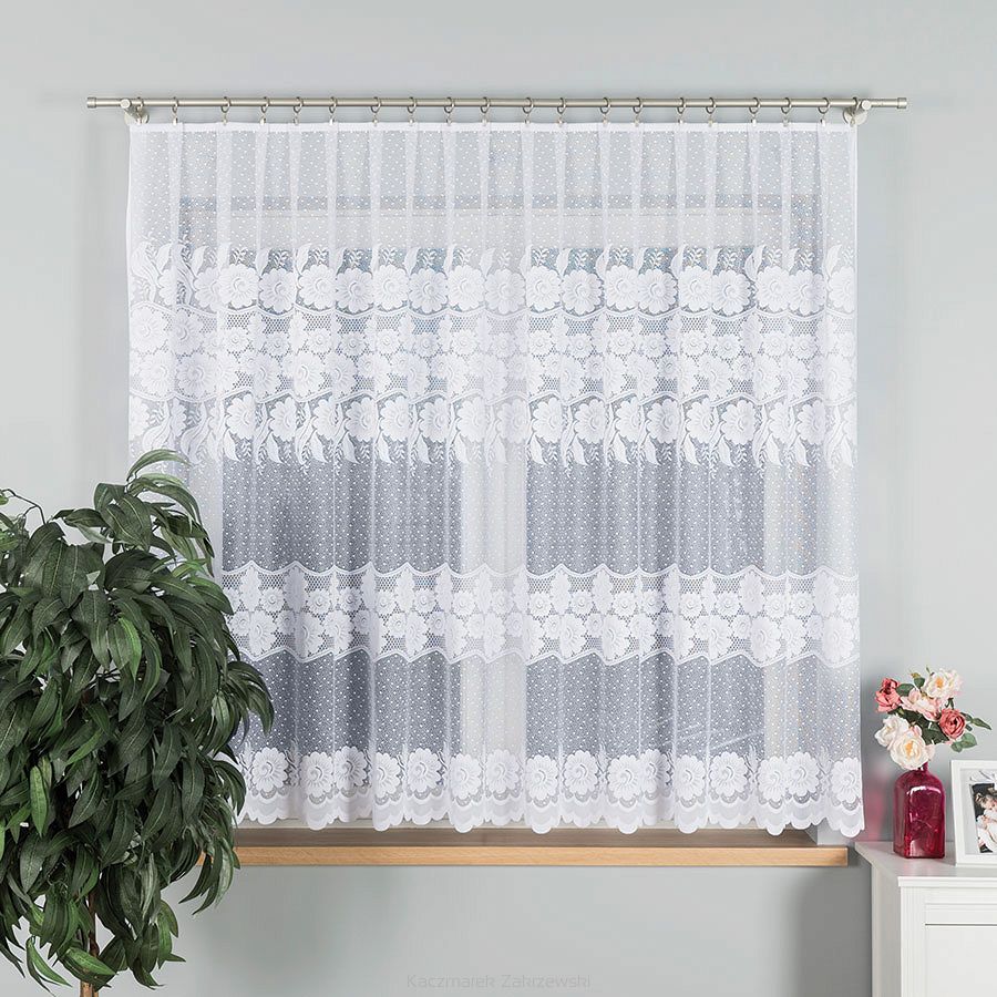 Firanka żakardowa gotowa na żabki OKSANA 300x160 biała