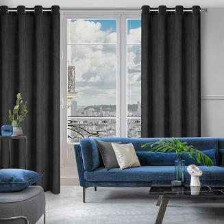 Zasłona gotowa na przelotkach ELIZA 140x250 Eurofirany czarny